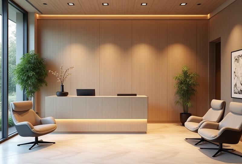 Portfolio item image: Completed project: Stylish office reception area