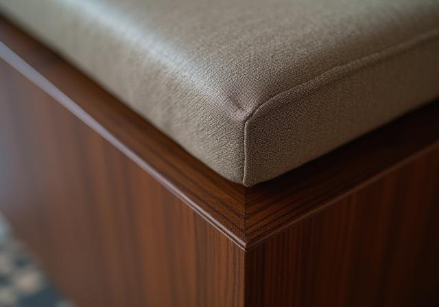 Close-up image showing the texture and quality of furniture material.
